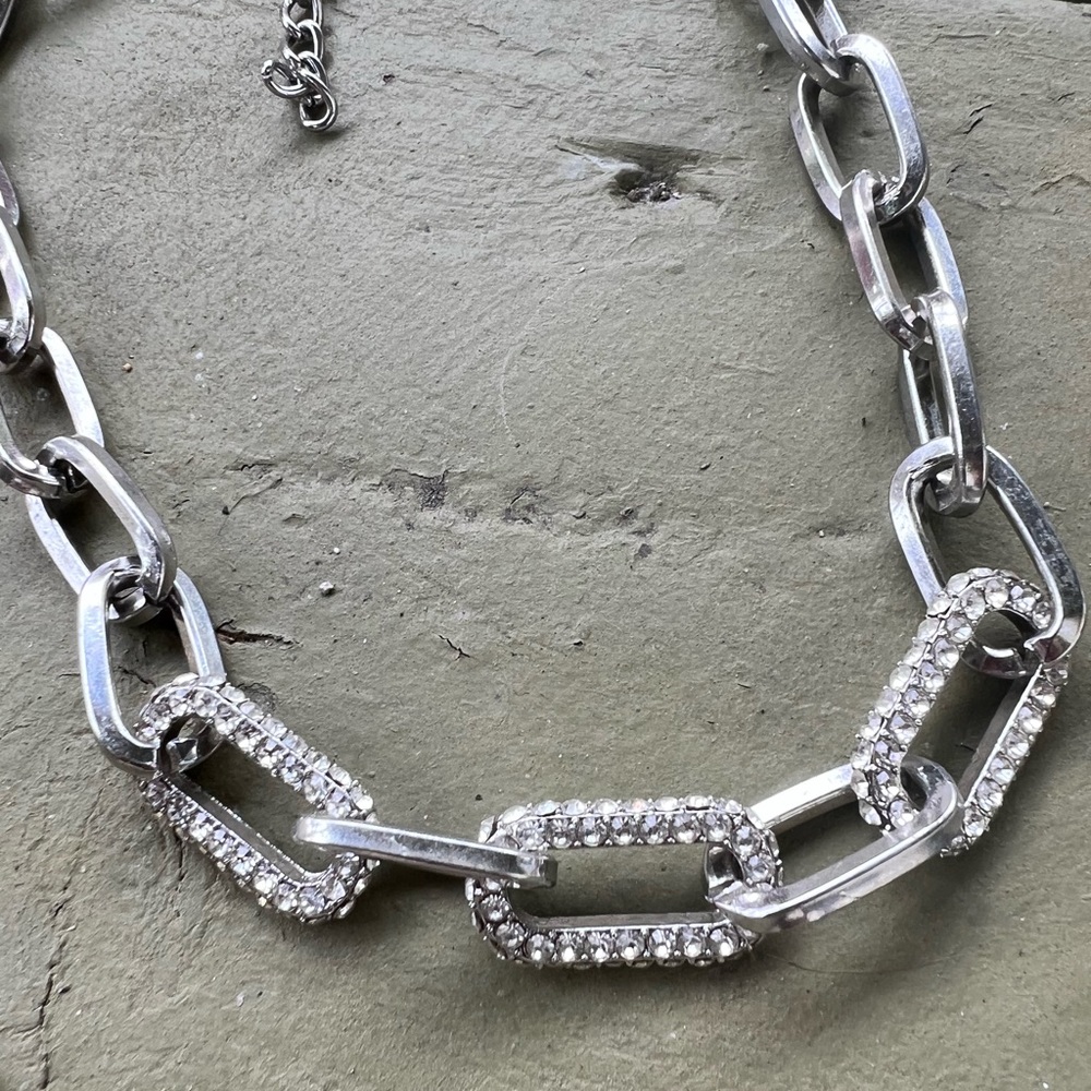 NEW silver plated chunky chain choker/ necklace - Picture 3 of 3
